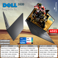 Dell Inspiron 15 3520 Core i7-1255u Iris Xe 120hz 15.6" Laptop Offers (New OB)