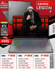 LENOVO LEGION 5 15ARH7 RYZEN 5-6600H RTX 3050Ti 15.6” FHD 144HZ GAMING LAPTOP (BRAND NEW 1YR WARRANTY)