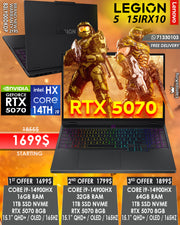 LENOVO LEGION 5 15IRX10 83LY00DKDP CORE i9-14900HX RTX 5070 8GB 15.6” QHD+ 165HZ GAMING LAPTOP (BRAND NEW 2YR WARRANTY)