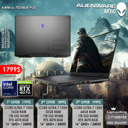 DELL ALIENWARE M16 R2 AWM16-7025BLK-PUS CORE ULTRA 7 155H RTX 4070 16" QHD+ 240HZ LAPTOPS (BRAND NEW)