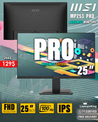 MSI PRO MP253 25" FHD 100HZ  BUSINESS MONITOR (BRAND NEW)