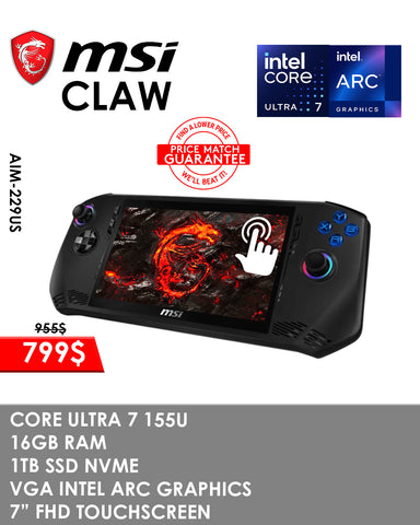 MSI CLAW AIM Core™ ULTRA 7 155U 16GB 1TB SSD 7 FHD 120HZ TOUCHSCREEN (BRAND NEW)