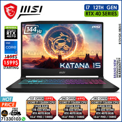 Msi Katana 15 B12VGK-082US Core i7-12650H Rtx 4070 144hz Gaming Laptops (Brand New)