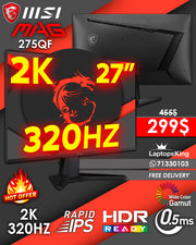 MSI MAG 275QF 27” 2K 320HZ GAMING MONITOR (BRAND NEW 1YR WARRANTY)