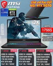Msi Katana 15HX B14WFK  CORE i9 14TH RTX 5070 15.6" 165HZ GAMING LAPTOP(BRAND NEW 3YRS WARRANTY)