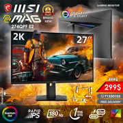 Msi Mag Series 274QPF QD E2 180hz 2k 1ms Rapid Ips True Color 27” Gaming Monitor (Brand New)