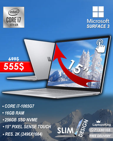 MICROSOFT SURFACE 3 Core i7-1065G7 15” 2K TOUCHSCREEN (OPEN BOX)