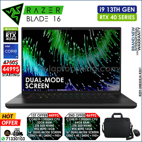 Razer Blade 16 RZ09-0483UEJ4-R3U1 Core i9-13950hx Rtx 4090 Dual-Mode Mini-Led Gaming Laptops (Brand New)