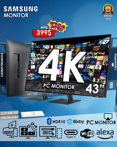 SAMSUNG 43” LS43BM700UMXUE 4K BLUETOOTH / WIFI MONITOR (BRAND NEW)