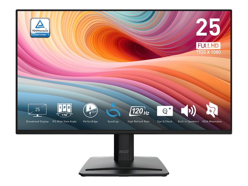 MSI Pro MP252 E2 24" LCD Monitor, 120Hz IPS, Full HD 1920x1080, 1ms MPRT, HDR Ready, Anti-Glare, Built-in Speakers, Gaming & Office, Adaptive Sync, VESA Mount - PROMP252E2 (1 Year Warranty)