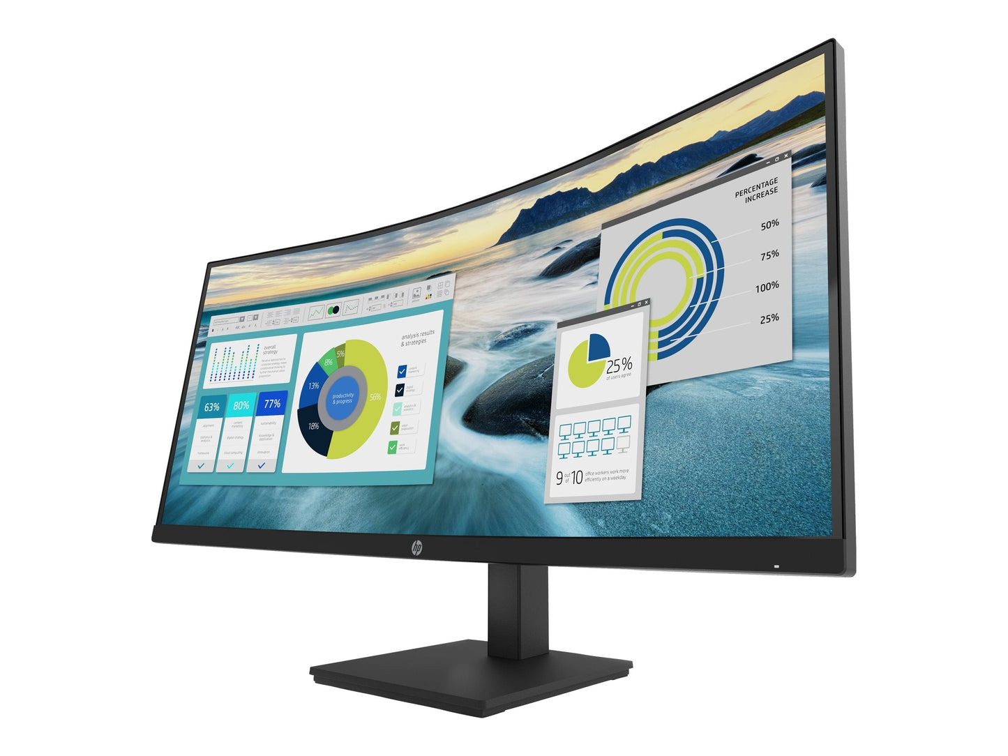 HP P-SERIES P34HC G4 34 INCH WQHD 3440X1440 100Hz 21:9 300NITS 3000:1 5M:1 178/178 VIEWING ANGLE SWIVEL TILT HEIGHT ADJUSTABLE PIVOT DP HDMI USB-C DP 65W POWER DELIVERY MONITOR (21Y56AA)