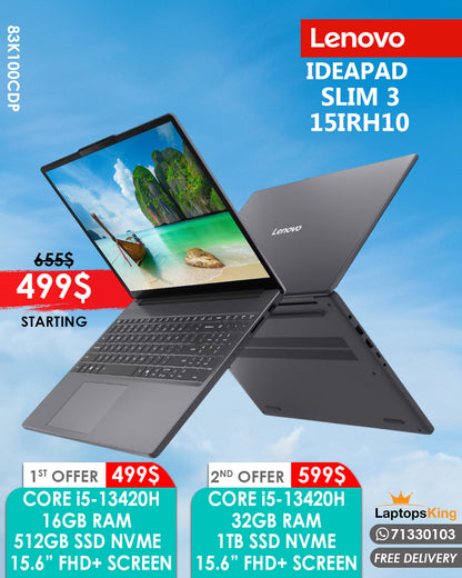 LENOVO IDEAPAD SLIM 3 CORE i5-13420H 15.3” FHD+ SCREEN (BRAND NEW)