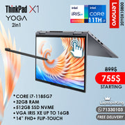 Lenovo Thinkpad X1 Yoga 2in1 20Y0X10800 Core i7-1185g7 Iris Xe 14" Flip-Touch Laptop (New OB)