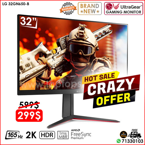 LG 32GN650-B UltraGear 32" 2K 165Hz 1ms Gaming Monitor (Brand New)